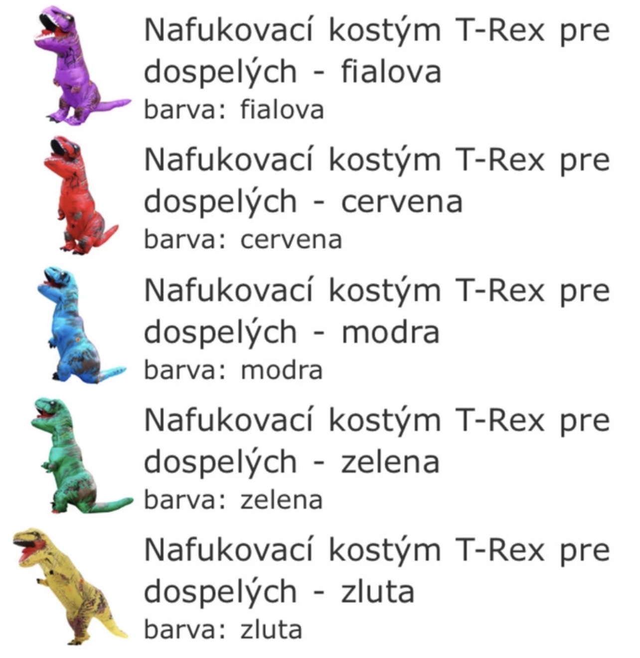 Nafukovací kostým T-Rex - rôzne farby, skoro nové! 2